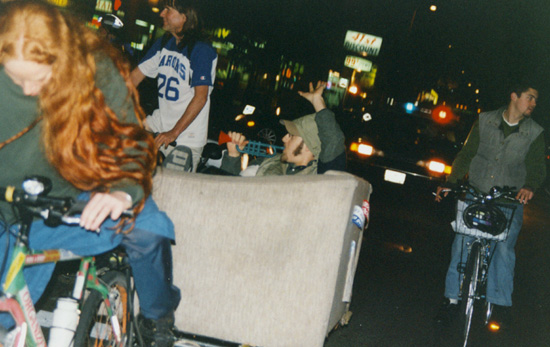 Bikes At Work trailer, towing a couch.