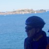 Biking along the coast, with Alcatraz in view.