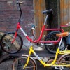 Safari folding bikes: red and yellow.
