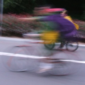 Biking superheroes, so fast they're blurry!