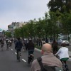 Critical Mass bikers on the wide open vista of Octavia Boulevard.